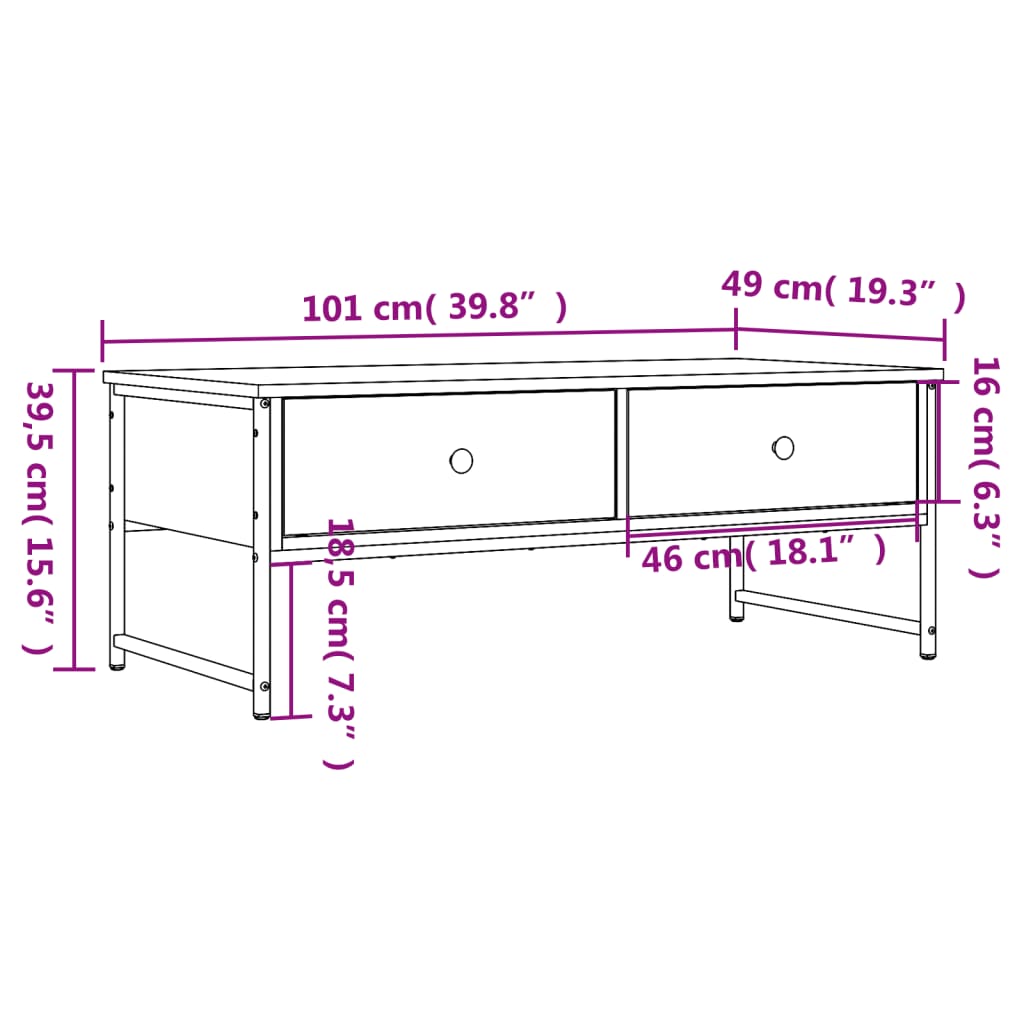 Stolić za kavu boja hrasta 101x49x39,5 cm konstruirano drvo