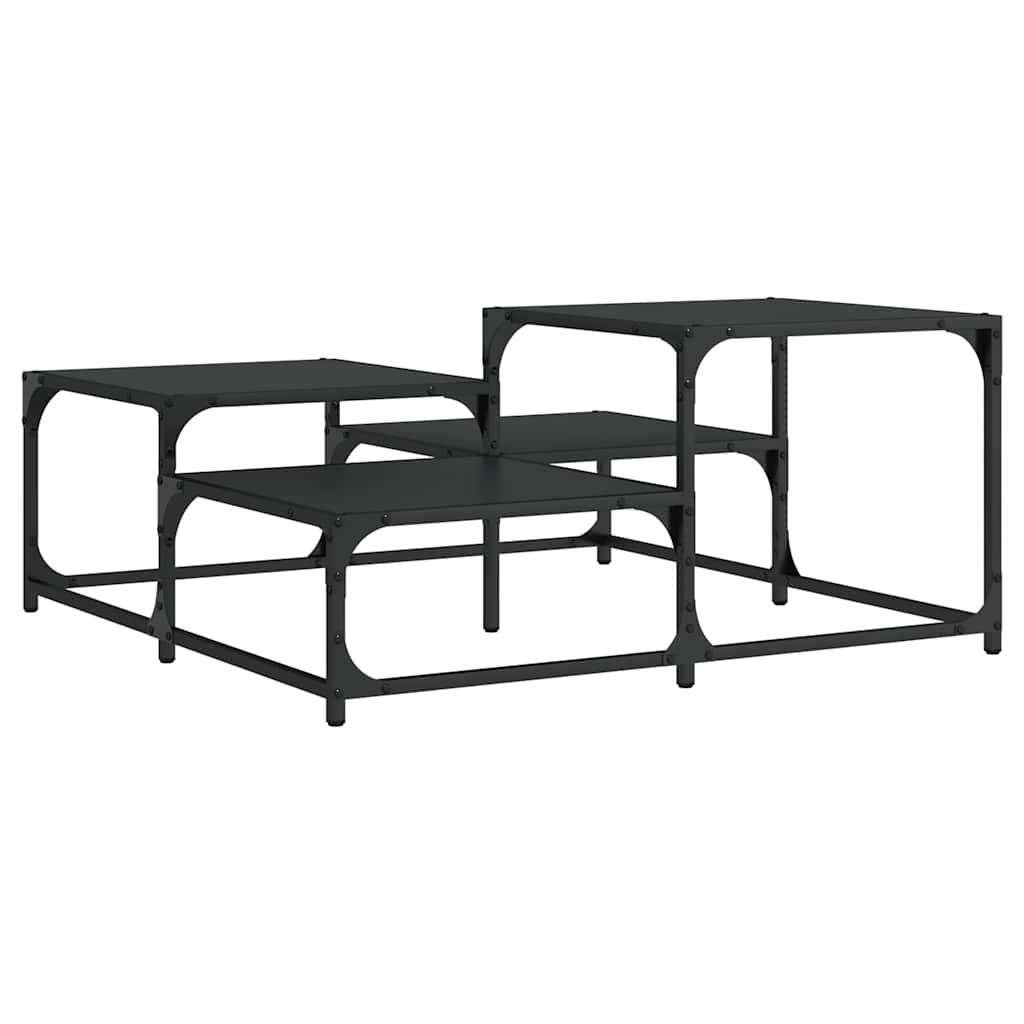 Stolić za kavu crni 87,5x87,5x40 cm od konstruiranog drva
