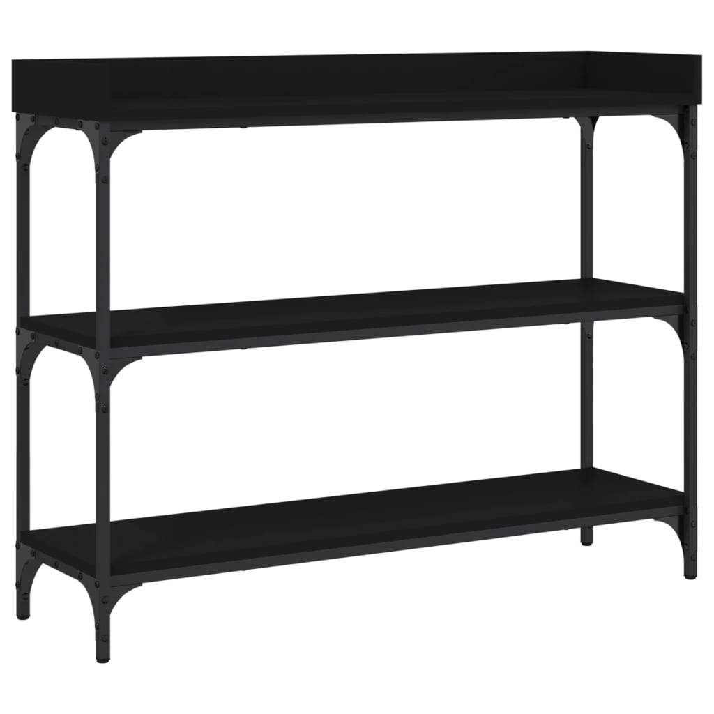Konzolni stol s policama crni 100 x 30 x 80 cm