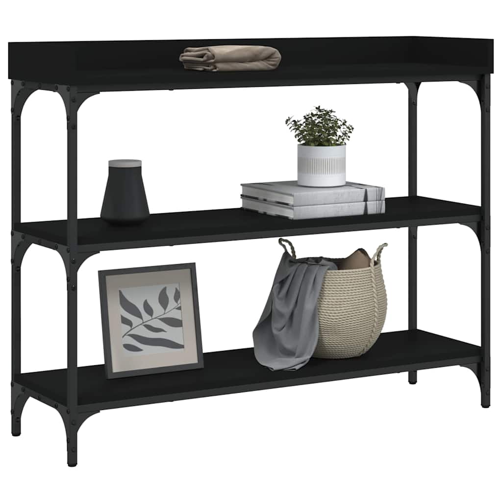 Konzolni stol s policama crni 100 x 30 x 80 cm