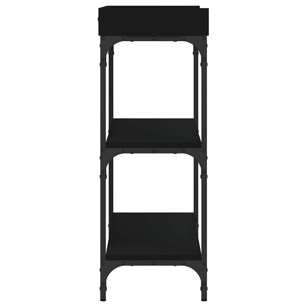 Konzolni stol s policama crni 100 x 30 x 80 cm