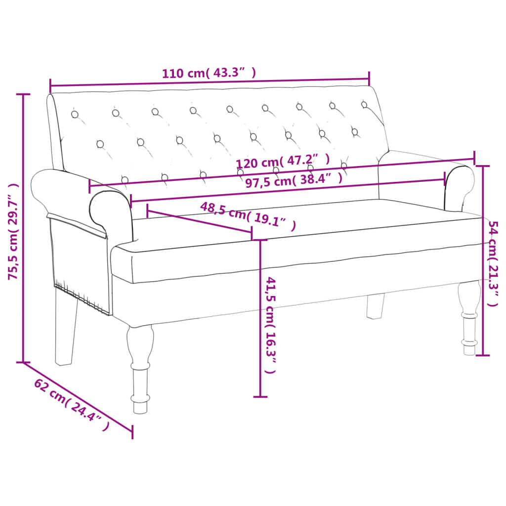 Klupa s naslonom svjetlosiva 120 x 62 x 75,5 cm od tkanine