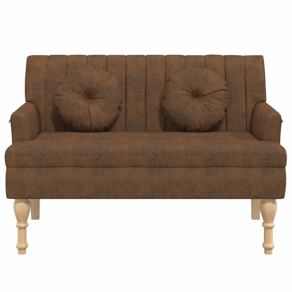 Klupa s naslonom smeđa 113x64,5x75,5 cm umjetna brušena koža