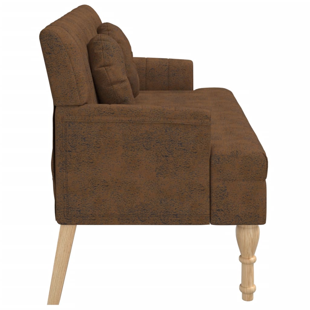 Klupa s naslonom smeđa 113x64,5x75,5 cm umjetna brušena koža