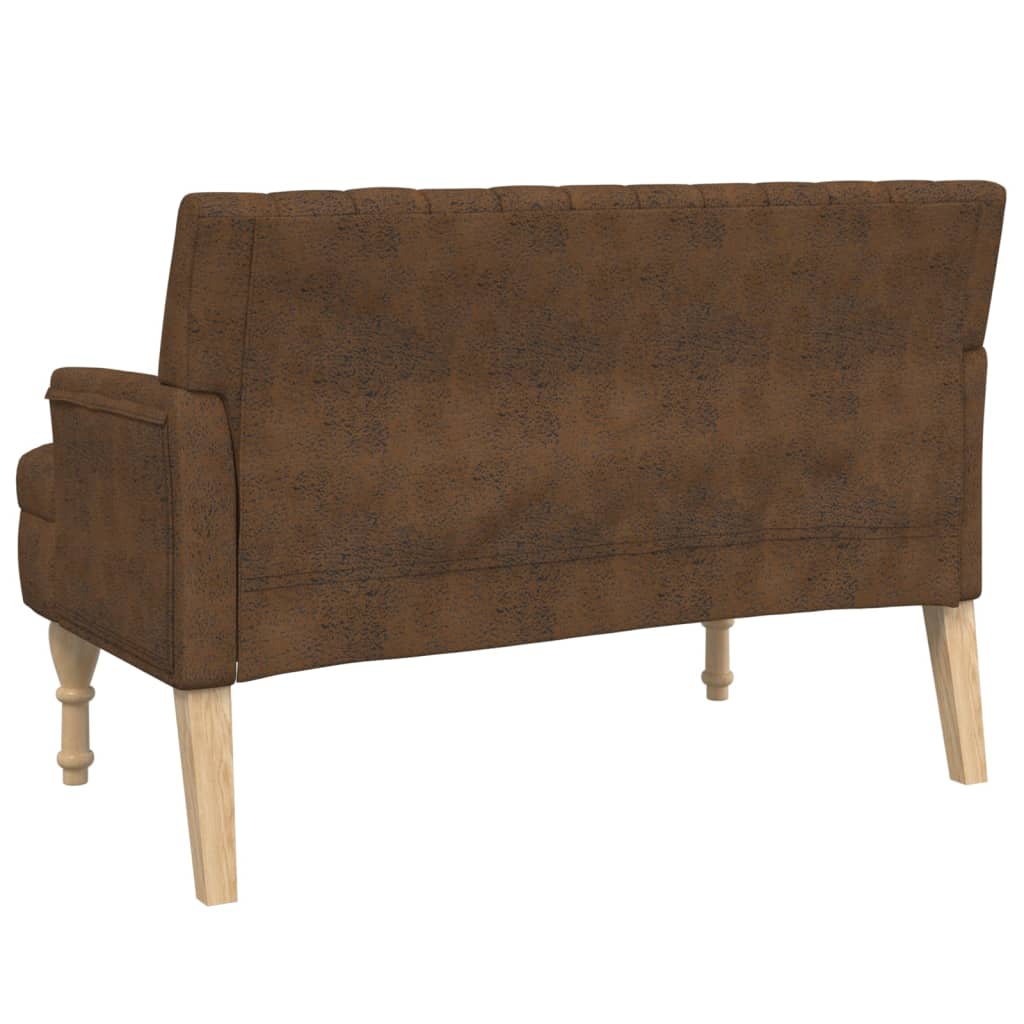 Klupa s naslonom smeđa 113x64,5x75,5 cm umjetna brušena koža