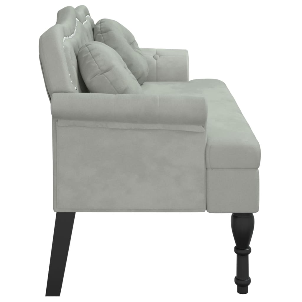 Klupa s jastucima svijetlosiva 120,5x65x75 cm baršun