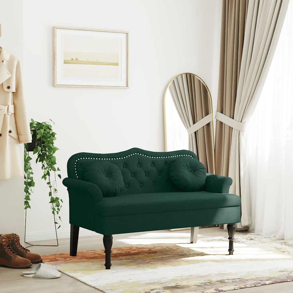 Klupa s jastucima tamnozelena 120,5x65x75 cm baršunasta