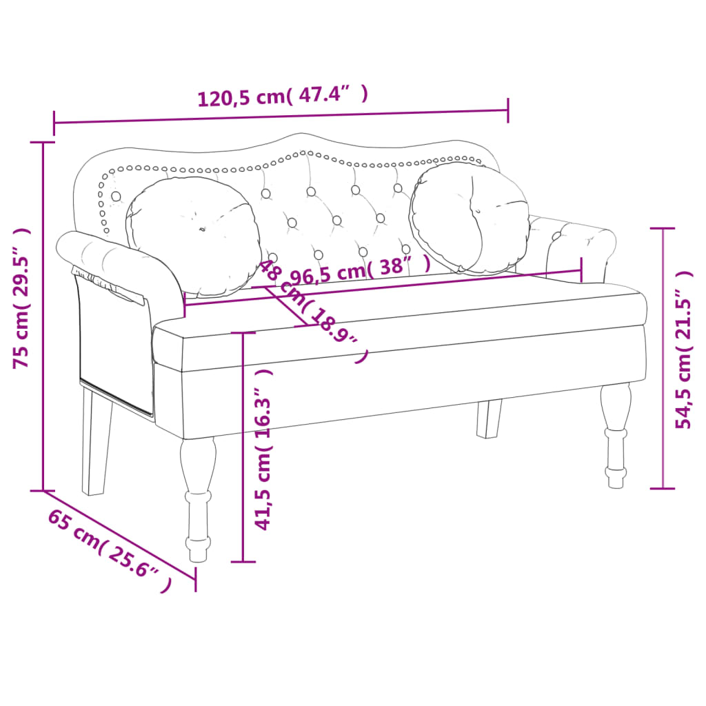 Klupa s jastucima smeđa 120,5x65x75 cm umjetna koža