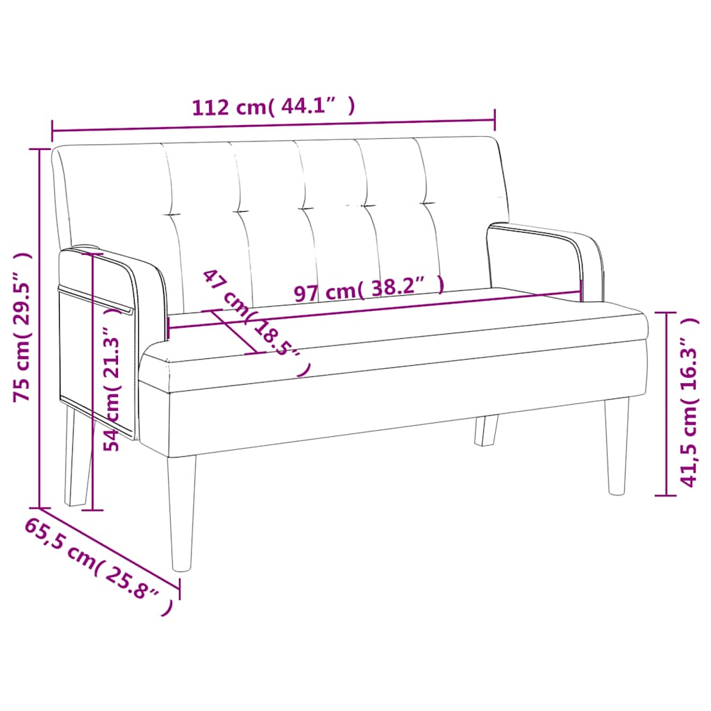 Klupa s naslonom crna 112x65,5x75 cm umjetna koža