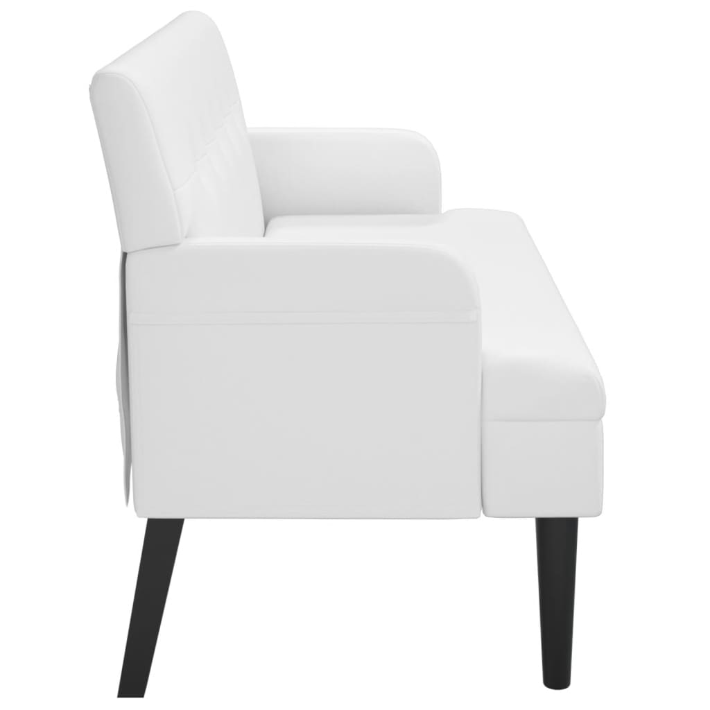 Klupa s naslonom bijela 112 x 65,5 x 75 cm od umjetne kože