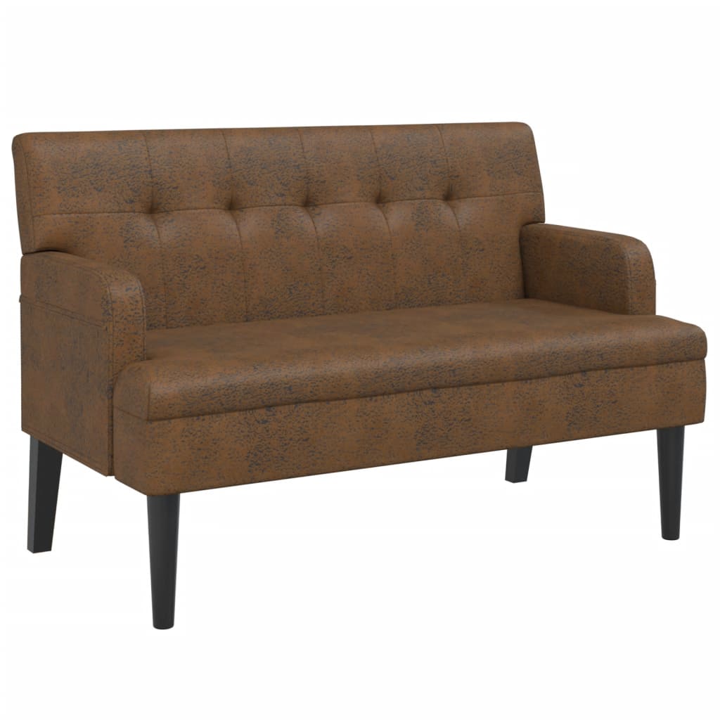 Klupa s naslonom smeđa 112 x 65,5 x 75 cm umjetna brušena koža