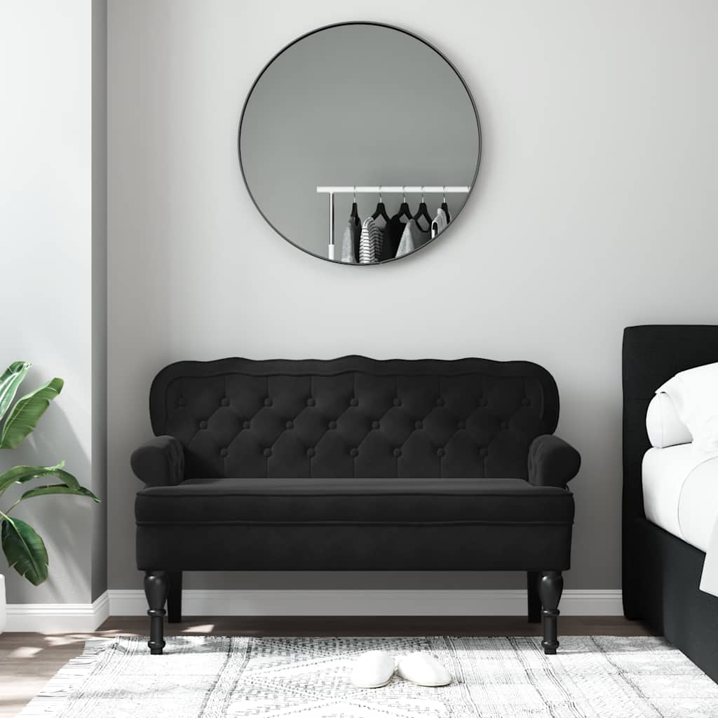Klupa s naslonom Crna 119,5x64,5x75 cm Baršunasta
