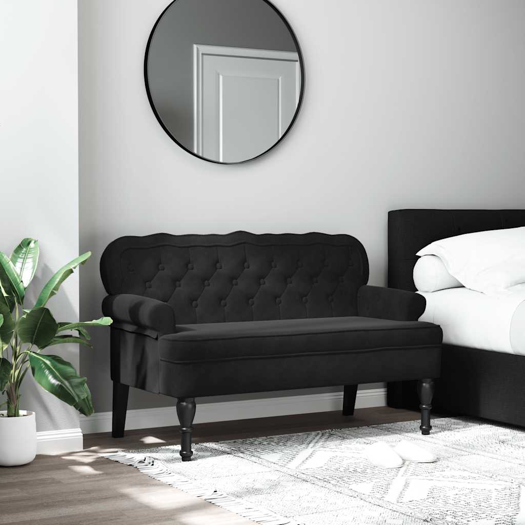 Klupa s naslonom Crna 119,5x64,5x75 cm Baršunasta