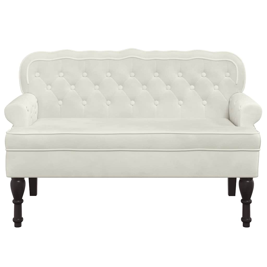 Klupa s naslonom krem 119,5 x 64,5 x 75 cm baršunasta