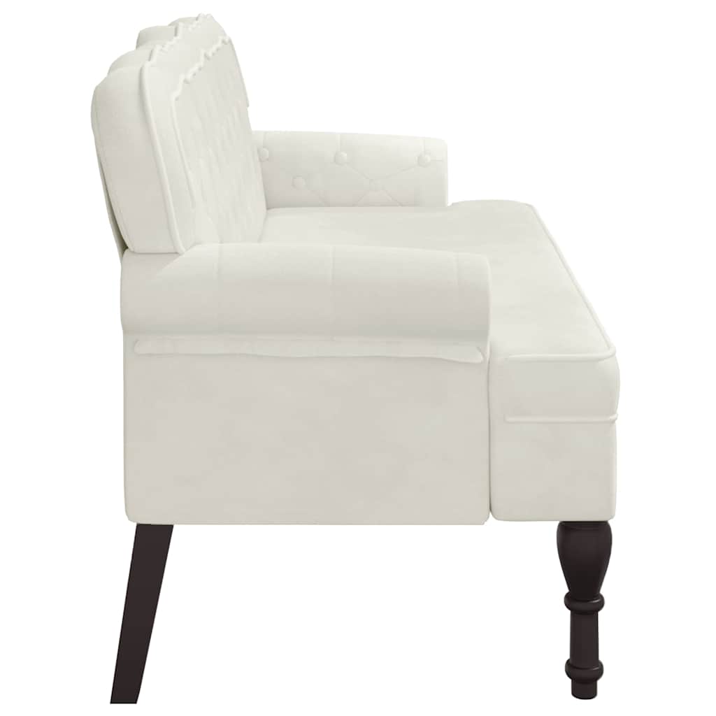 Klupa s naslonom krem 119,5 x 64,5 x 75 cm baršunasta
