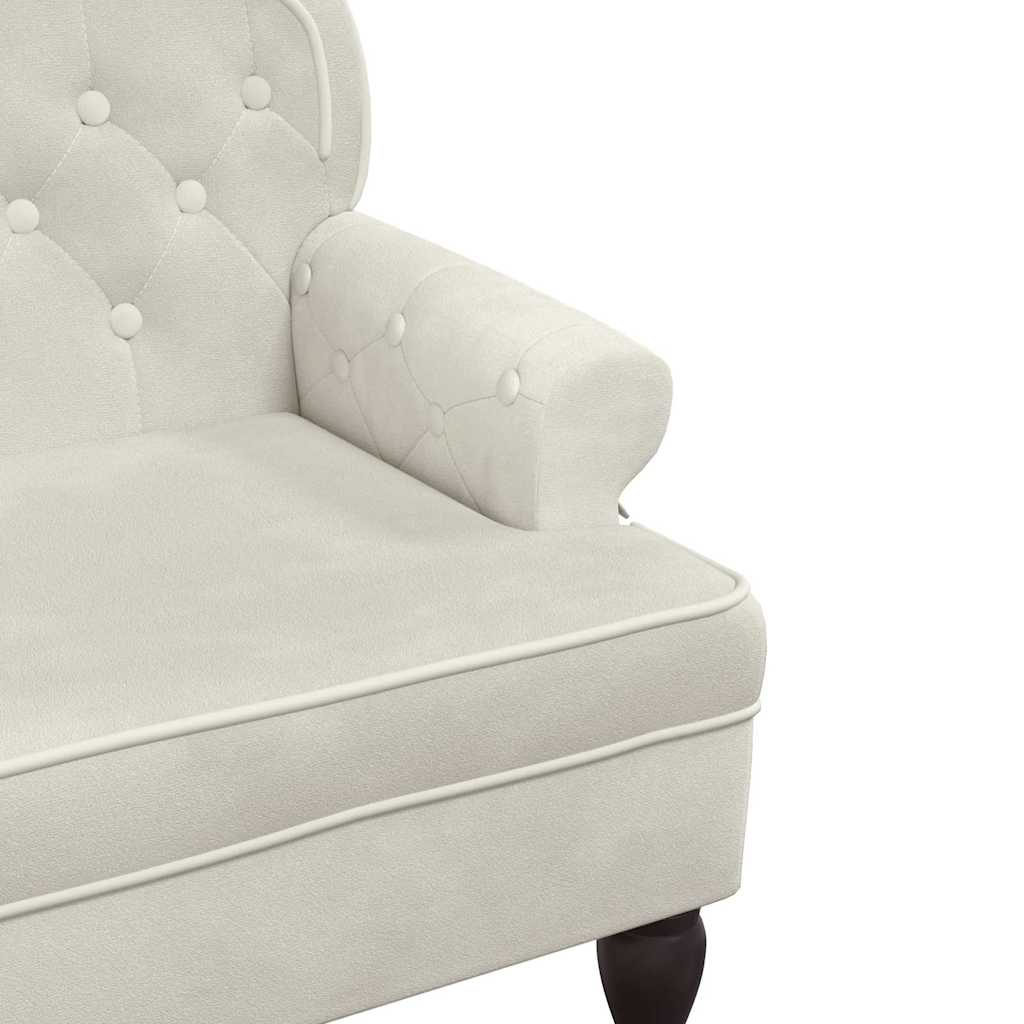 Klupa s naslonom krem 119,5 x 64,5 x 75 cm baršunasta