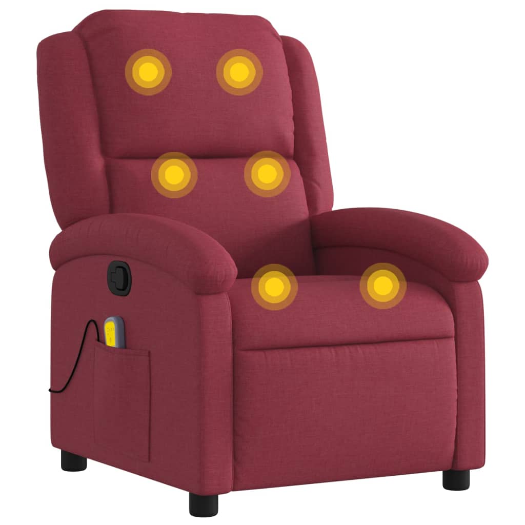 Masažni naslonjač od tkanine crvena boja vina
