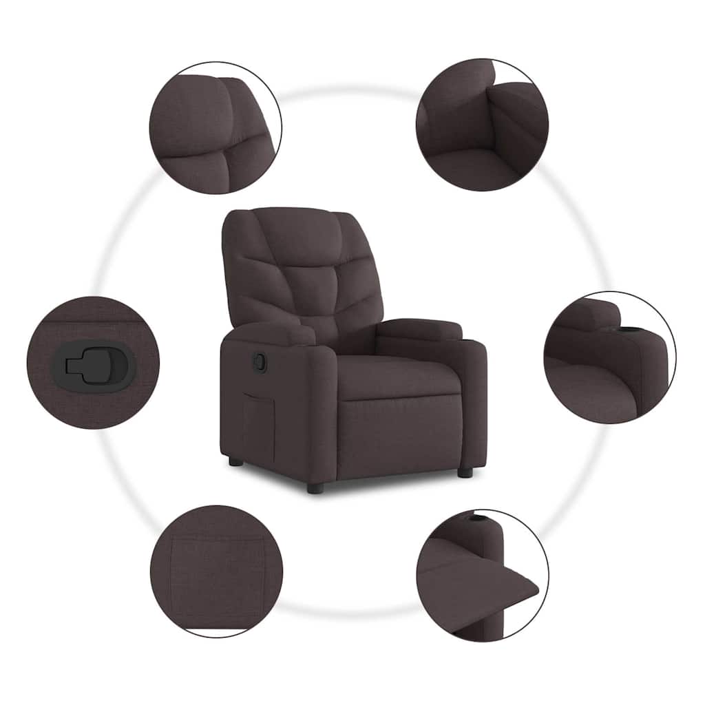 Naslonjač od tkanine tamnosmeđi