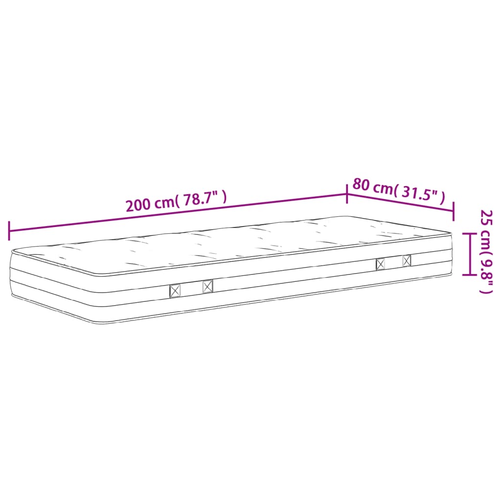 Madrac s džepičastim oprugama srednje čvrst 80x200 cm
