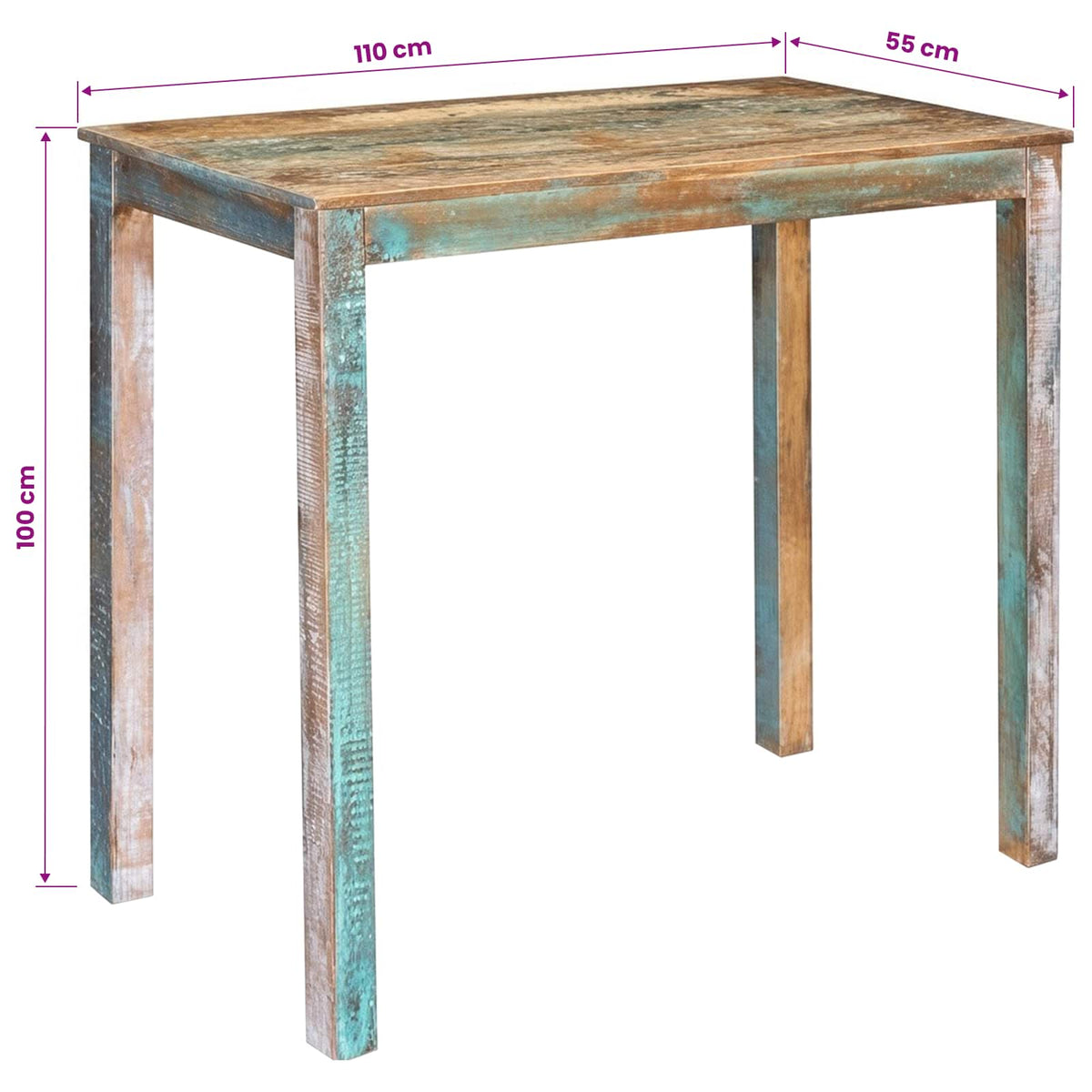 Stol za bar 110 x 55 x 100 cm Čvrsto reciklirano drvo Šareni