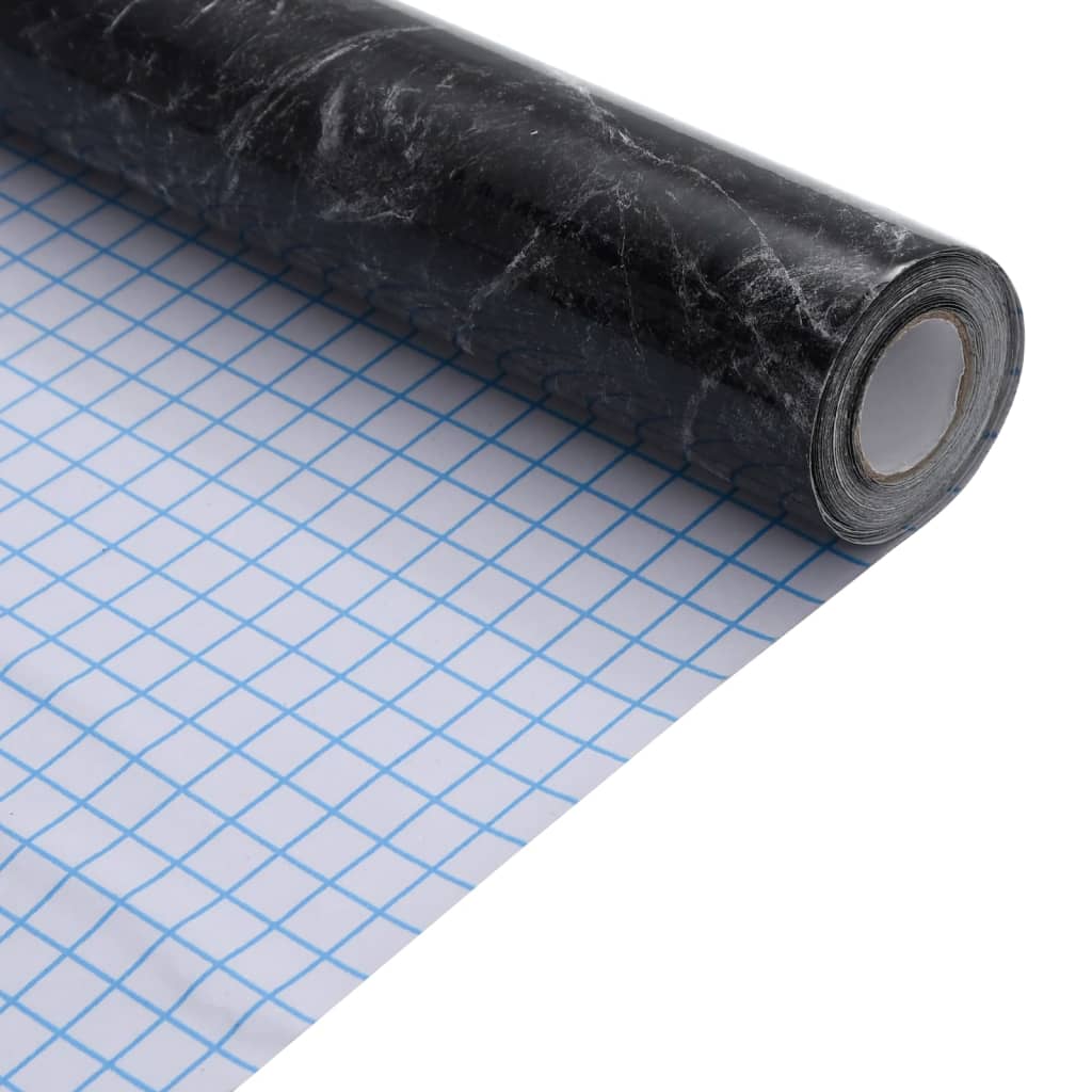 Naljepnice za namještaj samoljepljive mramor crne 90x500 cm PVC