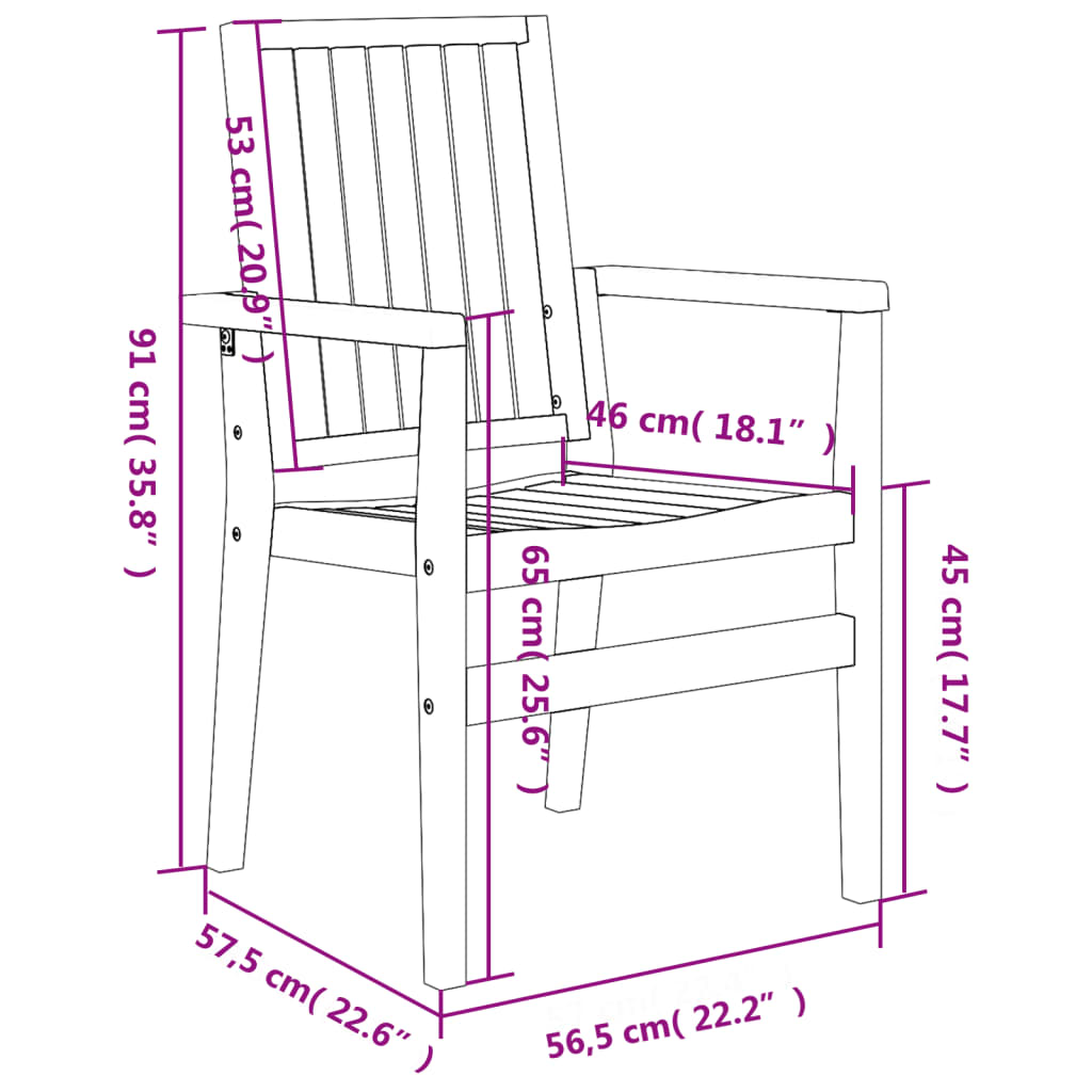 Složive vrtne stolice 8 kom 56,5x57,5x91 cm od masivne tikovine