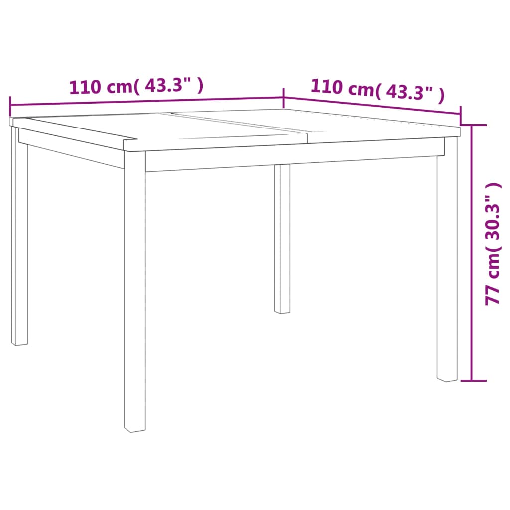 5-dijelni vrtni blagovaonski set od masivne tikovine Smeđa Dužina stola 110 cm