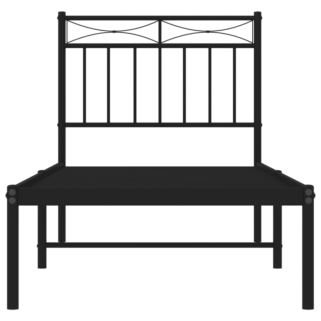 Metalni okvir za krevet s uzglavljem crni 80x200 cm