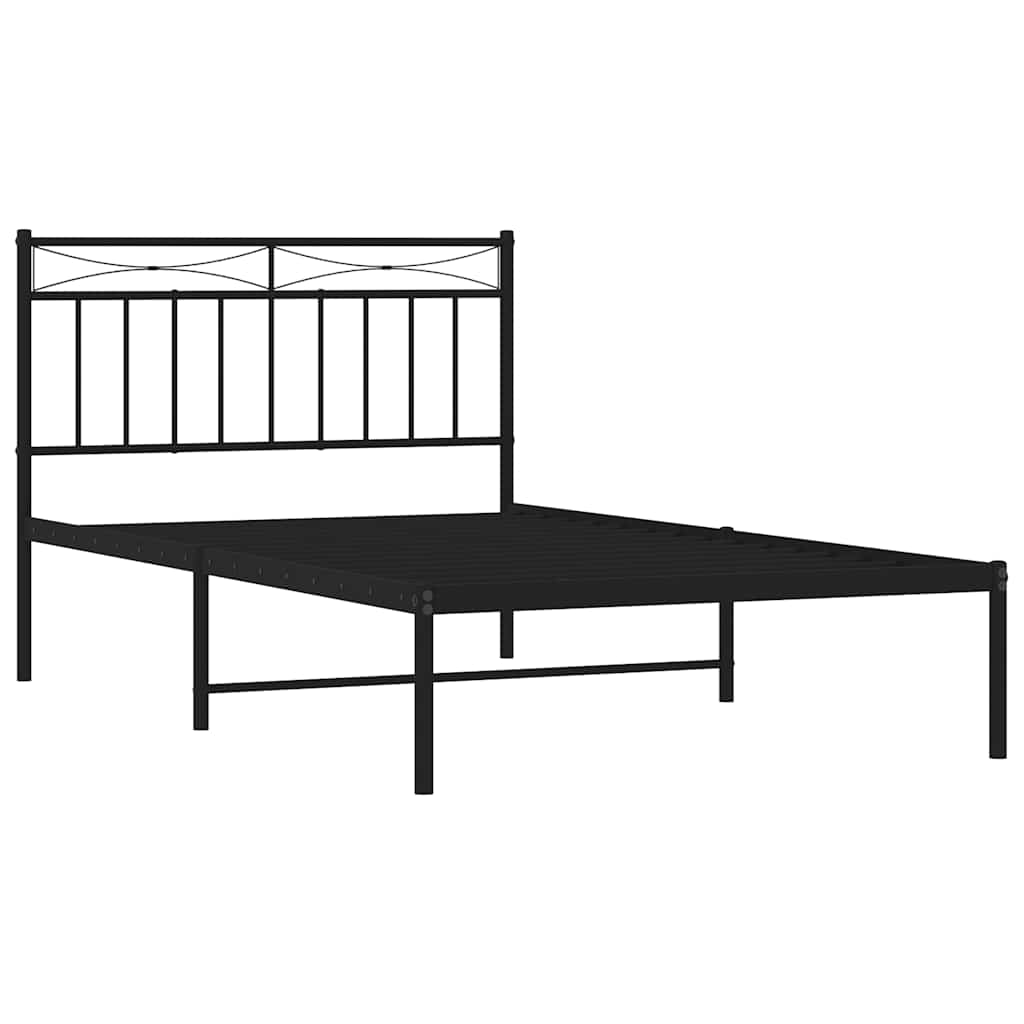 Metalni okvir za krevet s uzglavljem crni 100x200 cm