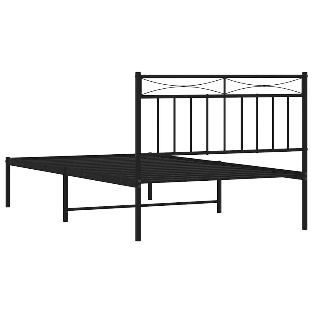 Metalni okvir za krevet s uzglavljem crni 100x200 cm
