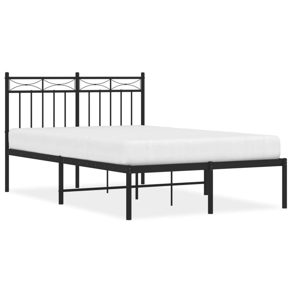 Metalni okvir za krevet s uzglavljem crni 120x200 cm