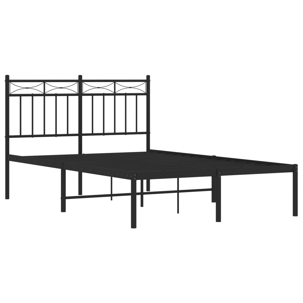 Metalni okvir za krevet s uzglavljem crni 120x200 cm