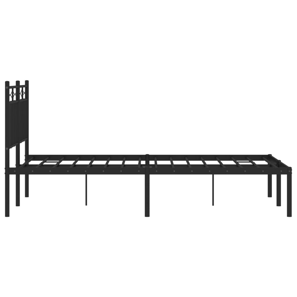 Metalni okvir za krevet s uzglavljem crni 120x200 cm