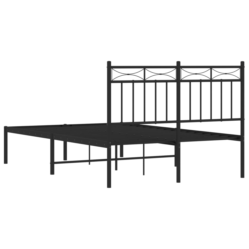 Metalni okvir za krevet s uzglavljem crni 120x200 cm