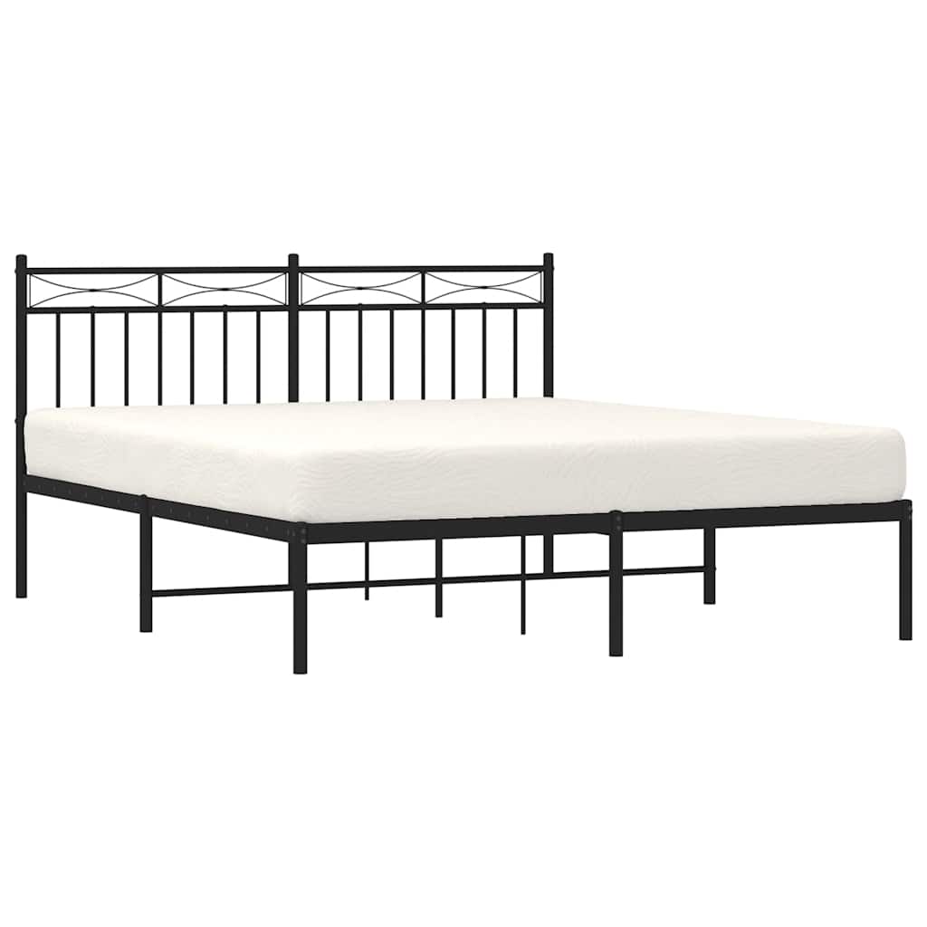 Metalni okvir za krevet s uzglavljem crni 150x200 cm