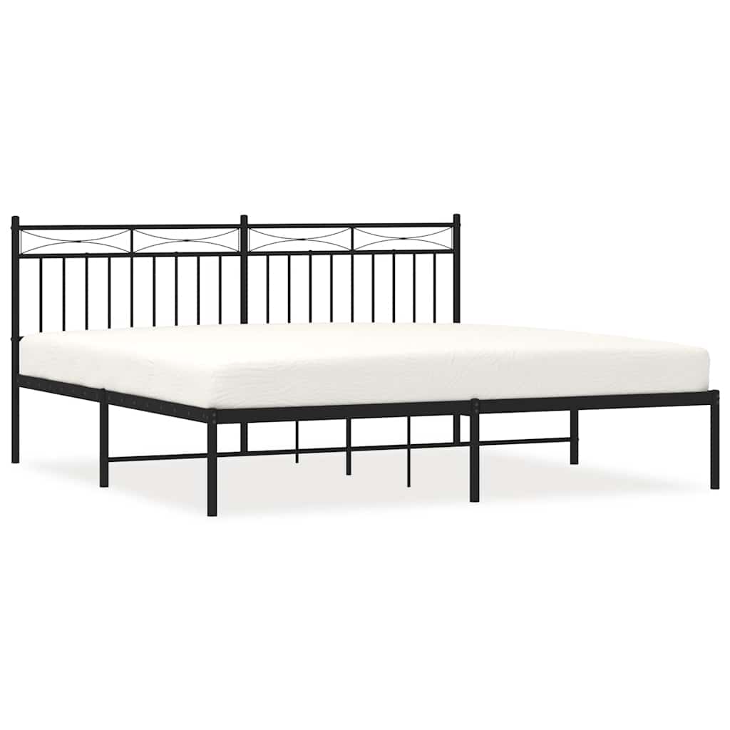 Metalni okvir za krevet s uzglavljem crni 183x213 cm