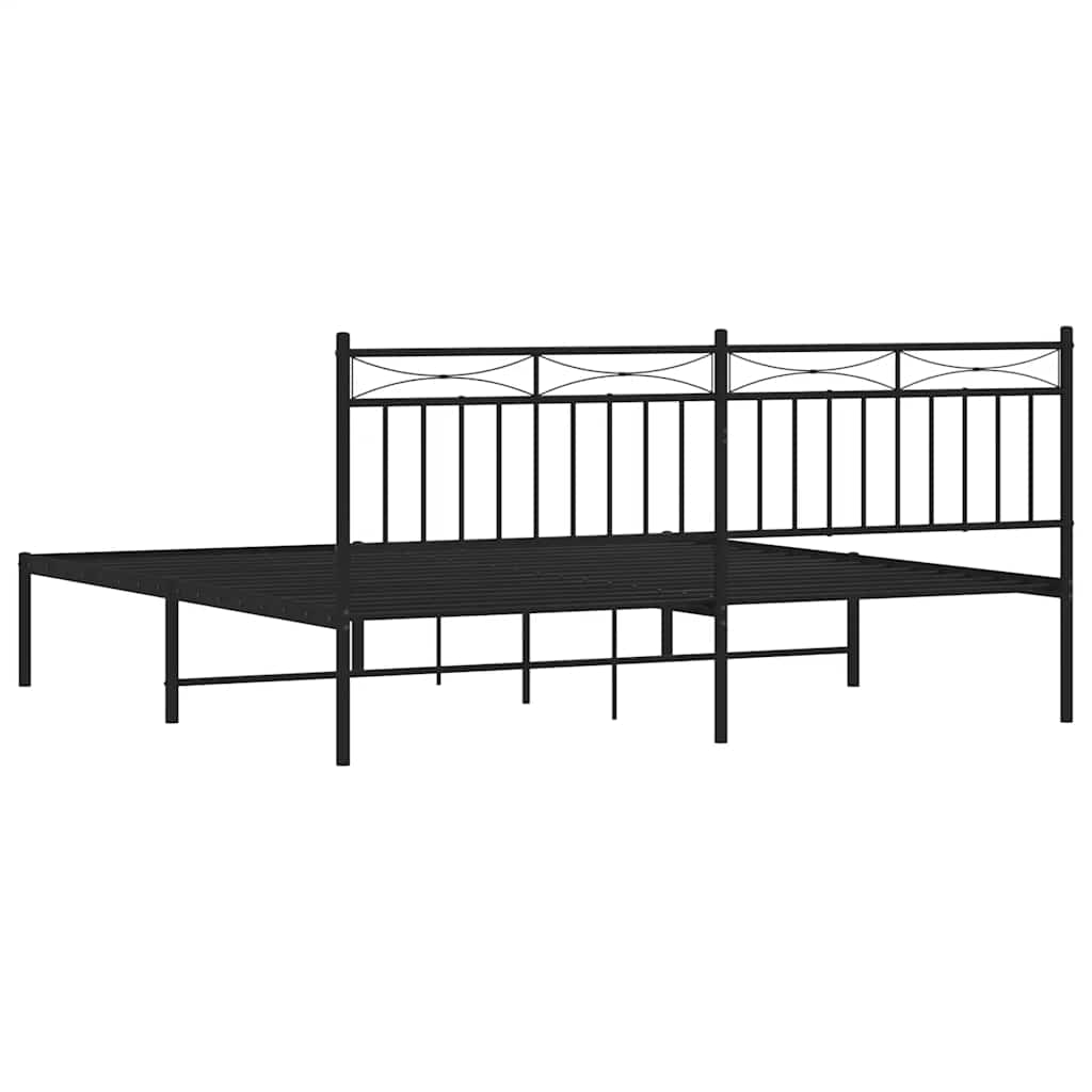 Metalni okvir za krevet s uzglavljem crni 183x213 cm