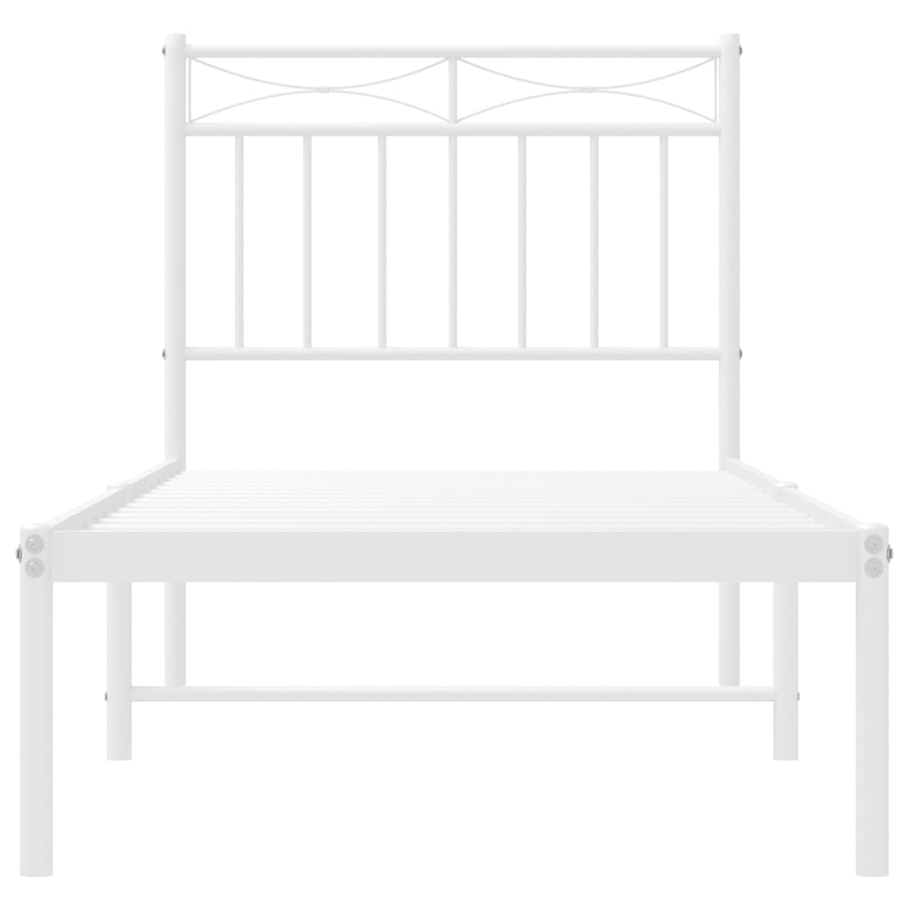 Metalni okvir krevet bez madraca s uzglavljem bijeli 75x190 cm