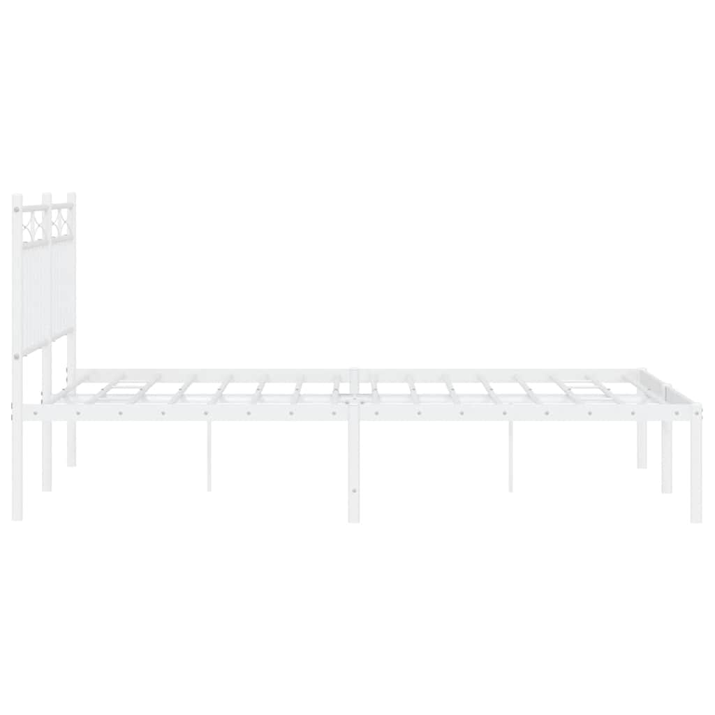 Metalni okvir za krevet s uzglavljem bijeli 135x190 cm