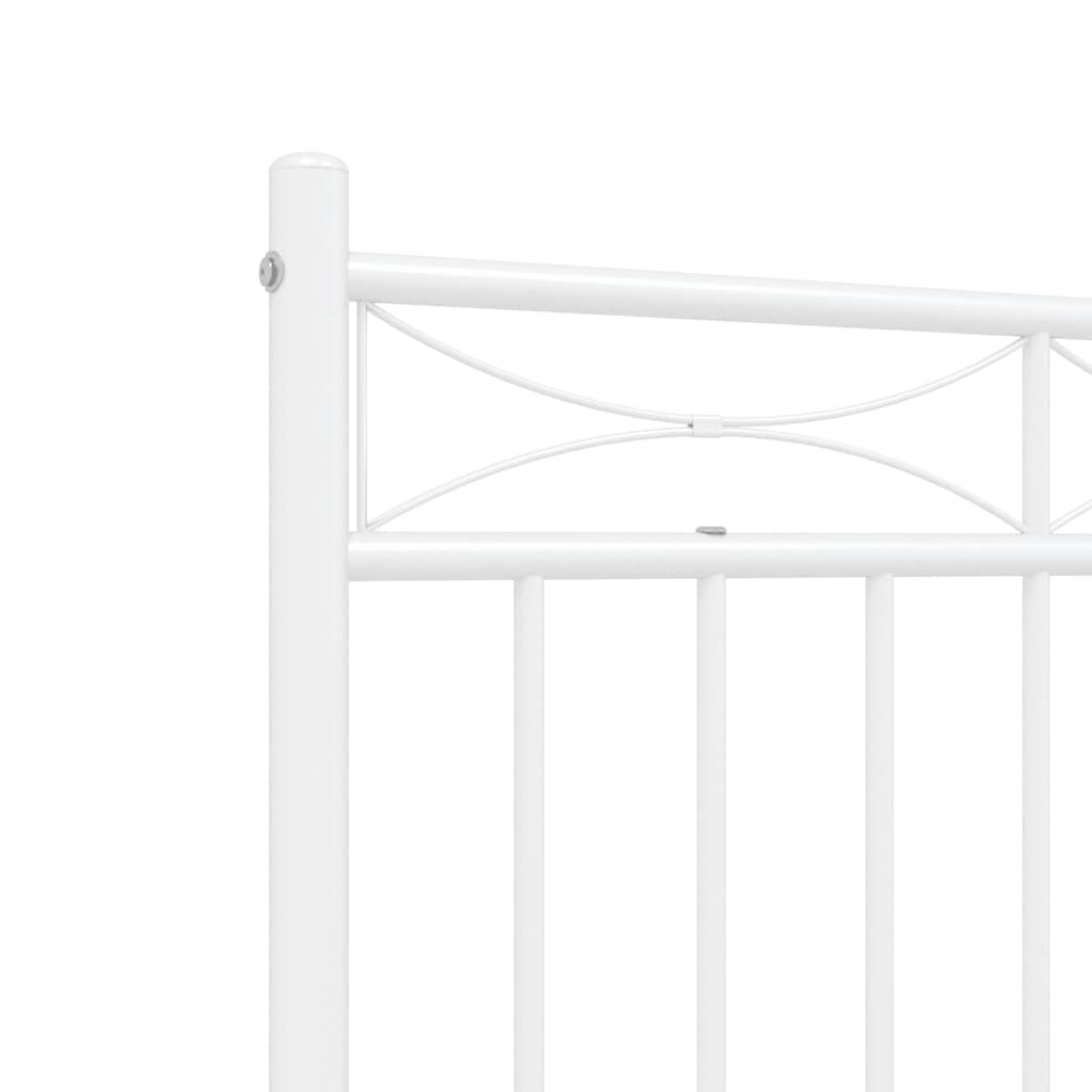 Metalni okvir za krevet s uzglavljem bijeli 135x190 cm