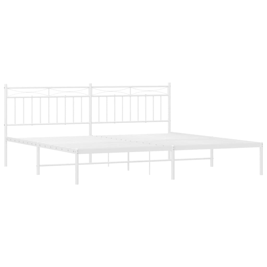 Metalni okvir za krevet s uzglavljem bijeli 200x200 cm