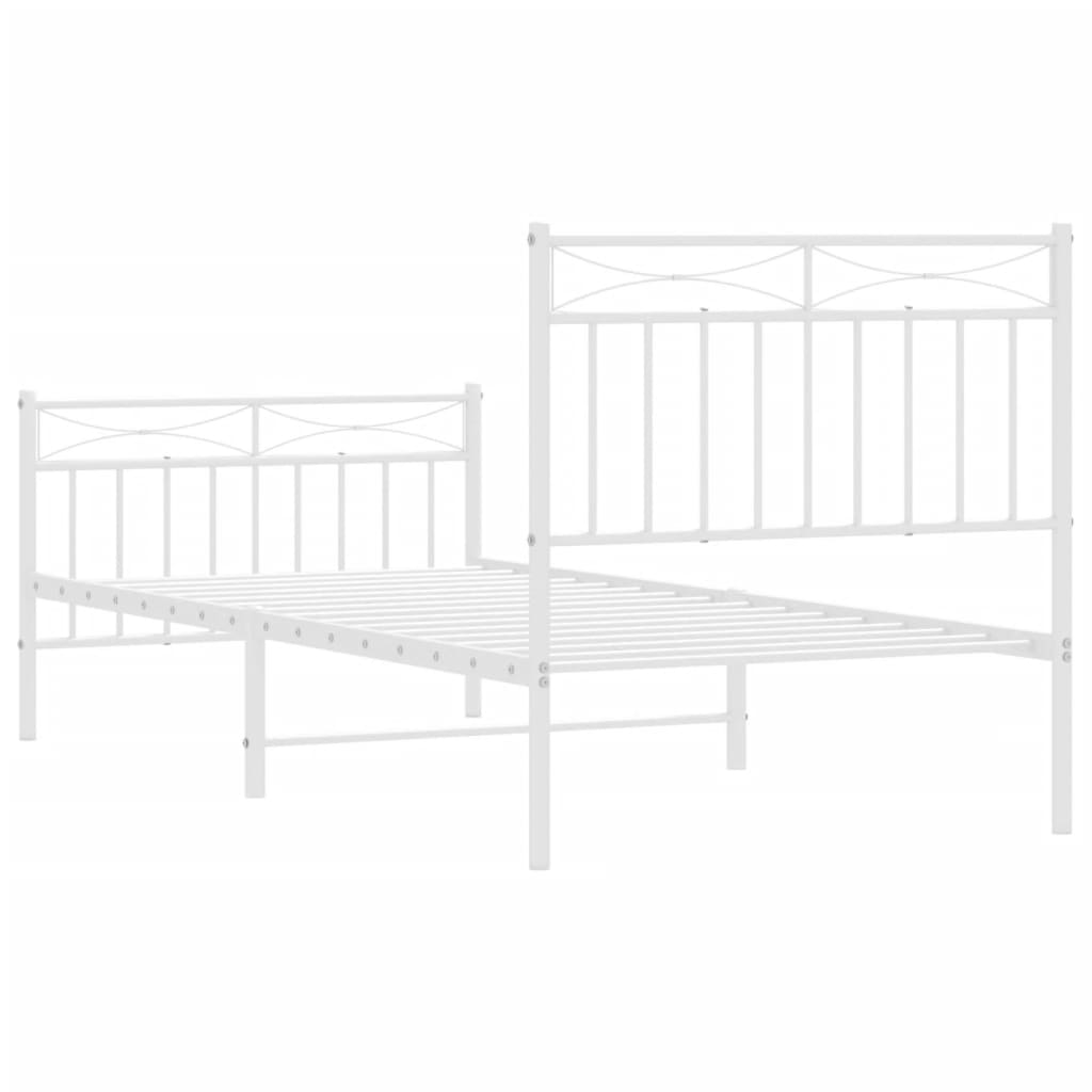 Metalni okvir kreveta uzglavlje i podnožje bijeli 90 x 200 cm