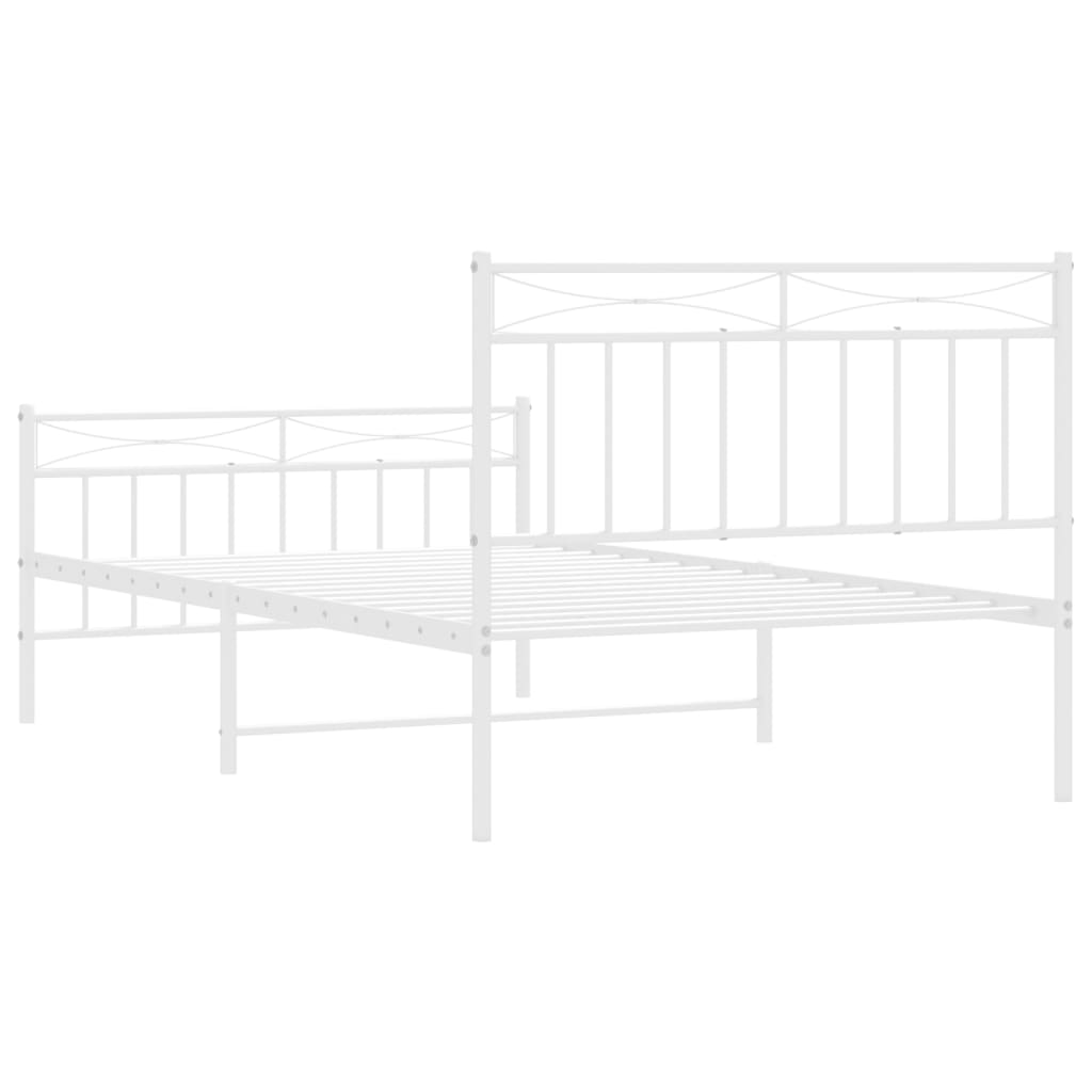 Metalni okvir kreveta uzglavlje i podnožje bijeli 107x203 cm