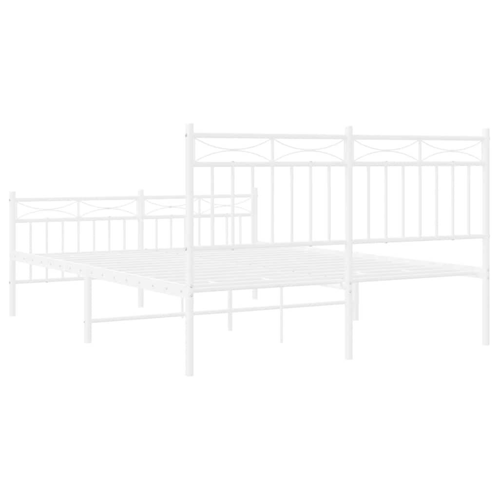 Metalni okvir kreveta uzglavlje i podnožje bijeli 135 x 190 cm