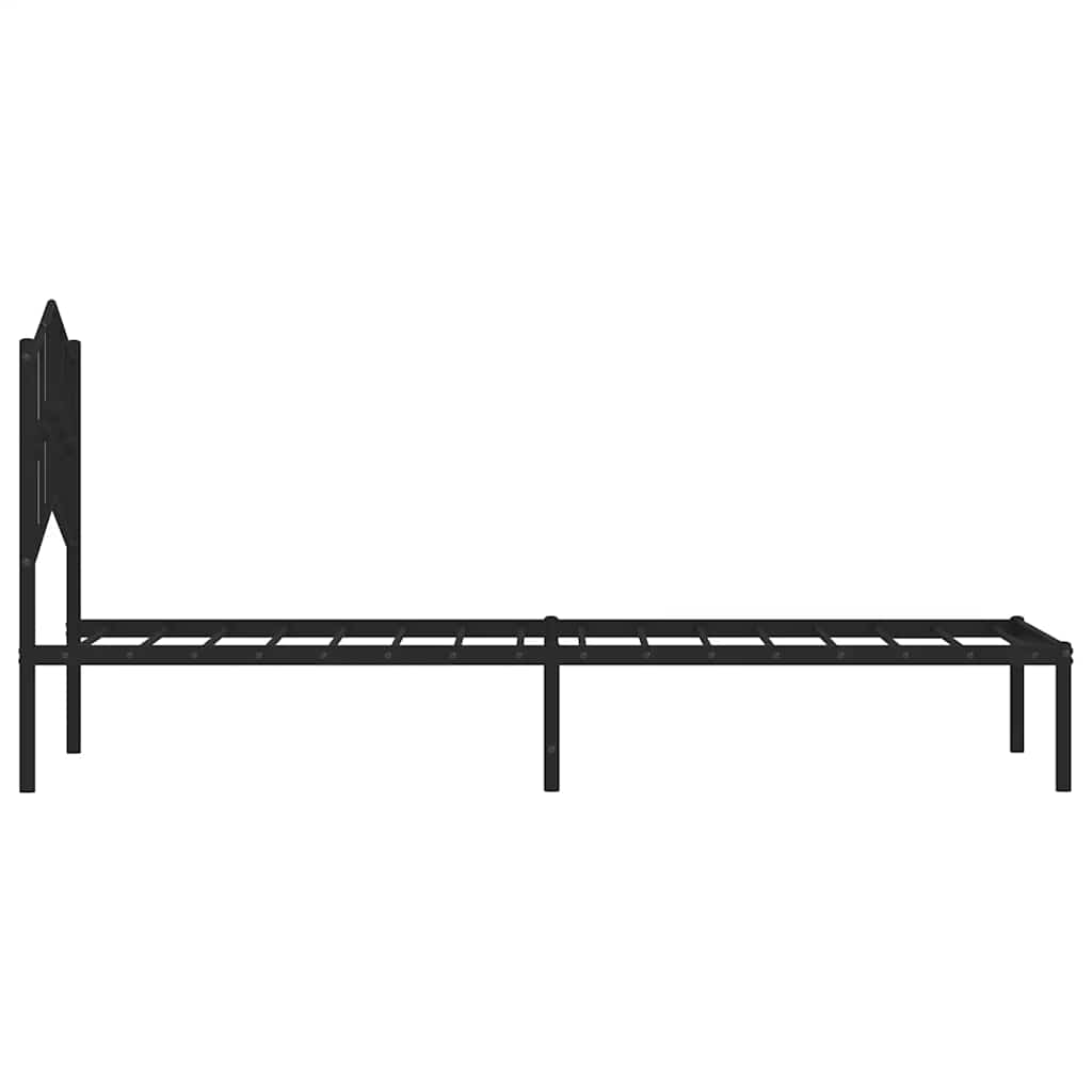 Metalni okvir za krevet s uzglavljem crni 100x190 cm