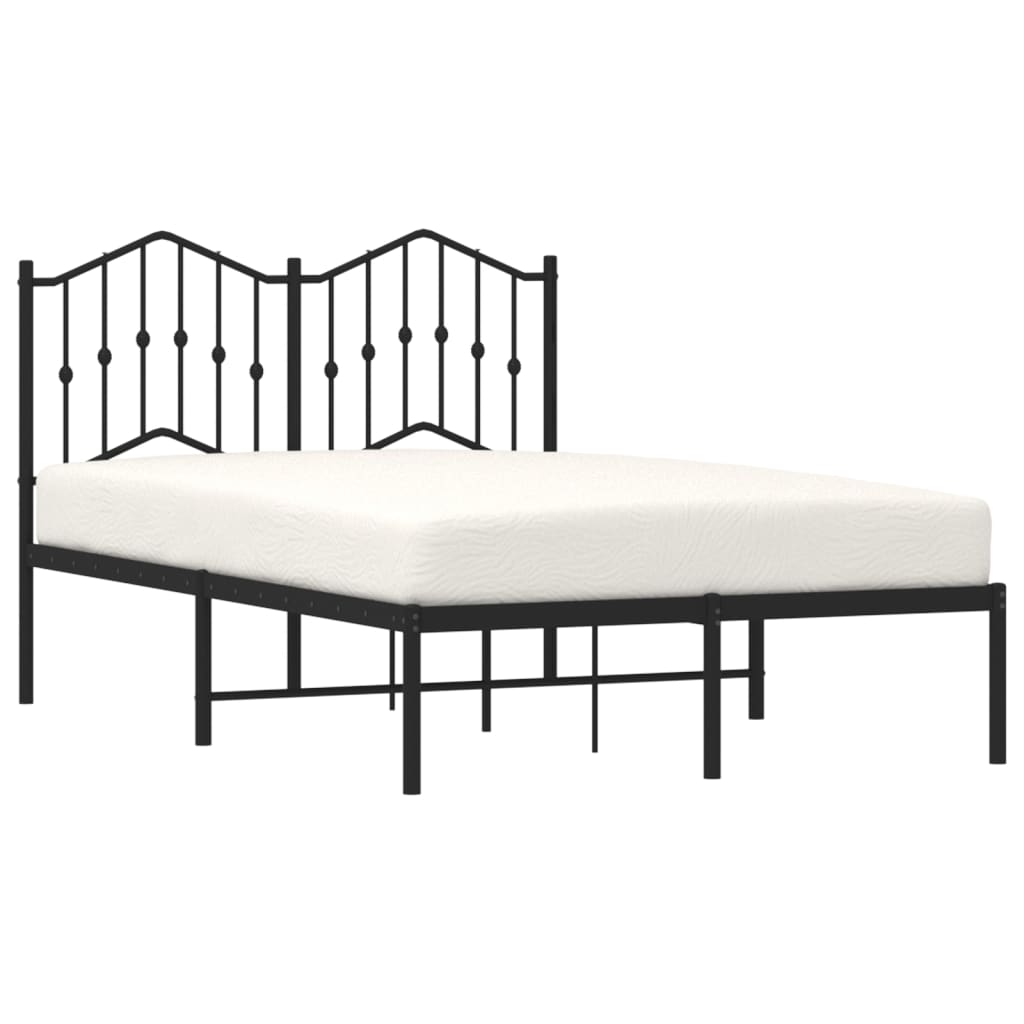Metalni okvir za krevet s uzglavljem crni 120x190 cm