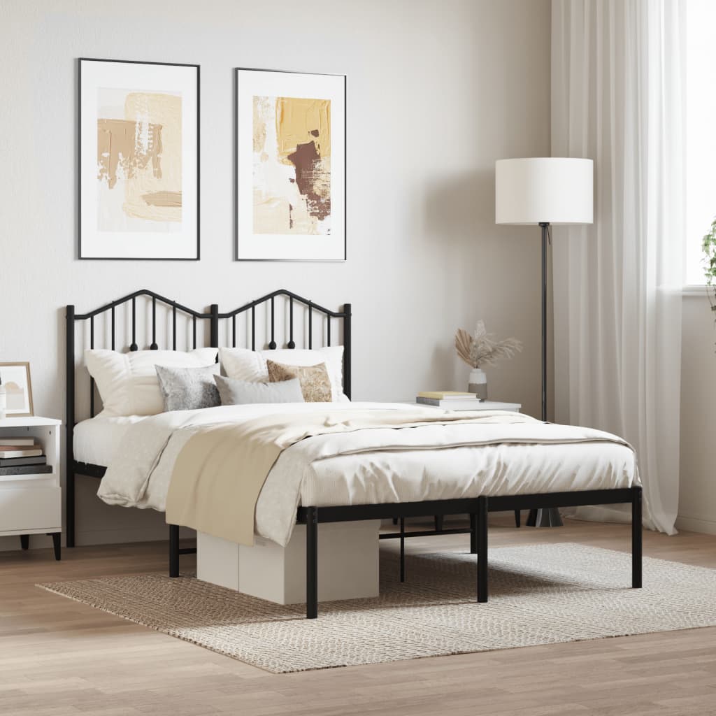 Metalni okvir za krevet s uzglavljem crni 120x190 cm