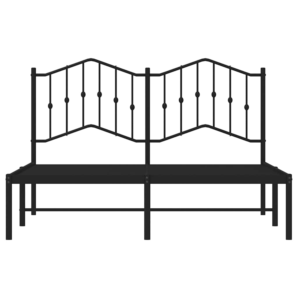 Metalni okvir za krevet s uzglavljem crni 135x190 cm