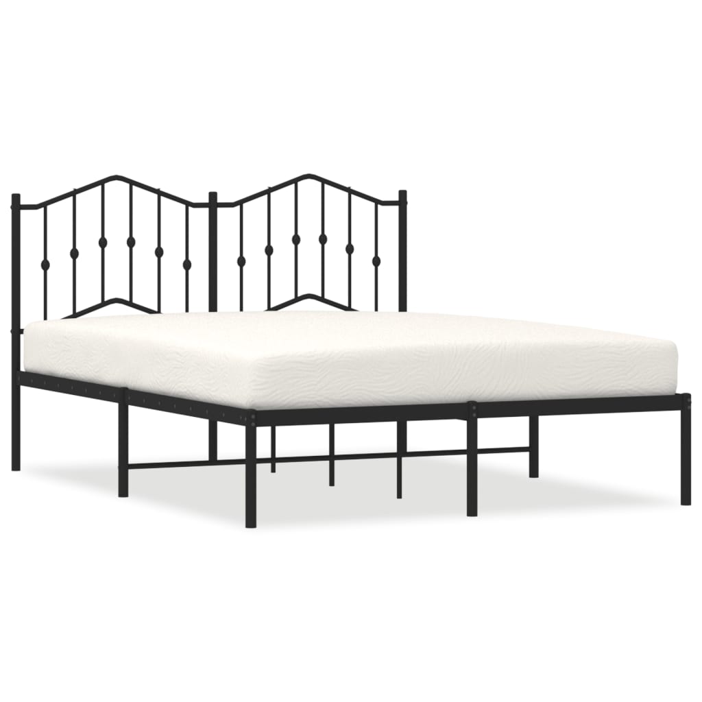 Metalni okvir za krevet s uzglavljem crni 140x200 cm