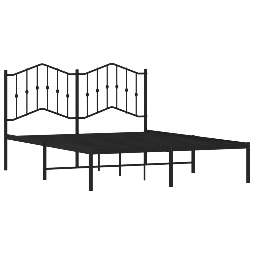 Metalni okvir za krevet s uzglavljem crni 140x200 cm